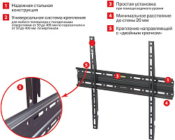 Кронштейн для телевизора Arm Media PLASMA-3 new черный 22"-65" макс.55кг настенный фиксированный