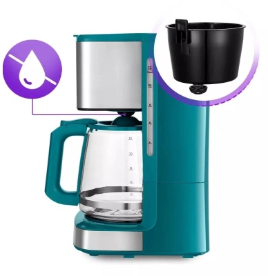 Кофеварка капельная Kitfort КТ-7251 1000Вт бирюзовый/нержавеющая сталь