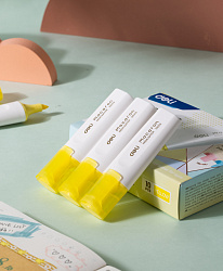Текстовыделитель Deli ES621Syellow Macaron скошенный пиш. наконечник 1-5мм желтый