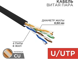 Кабель информационный Rexant 01-0045-R кат.5E U/UTP 4 пары PE 305м черный