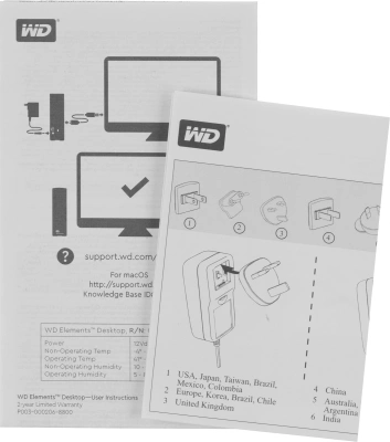 Жесткий диск WD USB 3.0 10Tb WDBWLG0100HBK-EESN Elements Desktop 3.5" черный