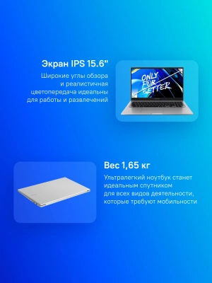 Ноутбук Maibenben M553 Ryzen 3 5300U 8Gb SSD512Gb AMD Radeon Graphics 15.6" IPS FHD (1920x1080) Linux silver WiFi BT Cam 4278mAh (M5531SB0LSRE0)