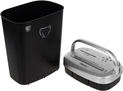 Шредер Fellowes PowerShred 53С черный/серый (секр.P-4) фрагменты 10лист. 23лтр. скрепки скобы пл.карты CD