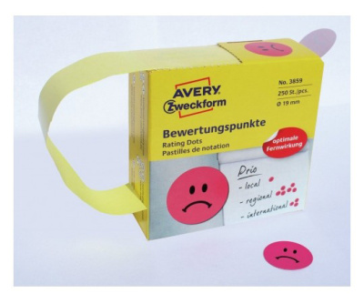 Этикетки Avery Zweckform 3859 250шт на листе диаметр 19мм/70г/м2/красный самоклей. универсальная