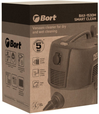 Строительный пылесос Bort BAX-1530M-Smart Clean 1600Вт (уборка: сухая/влажная) черный