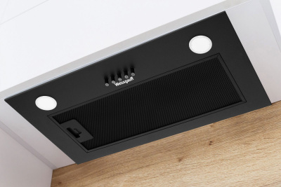 Вытяжка встраиваемая Weissgauff Leaf 600 PB Full Black Enamel черный управление: кнопочное (1 мотор)