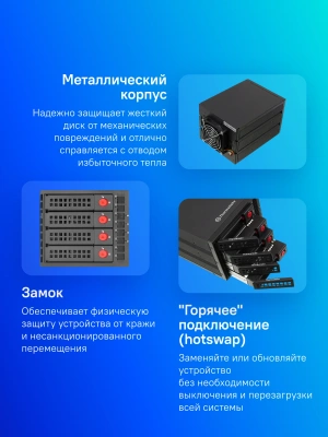Сменный бокс для HDD/SSD Thermaltake Max 3504 SATA I/II/III/SAS SATA металл черный hotswap 4