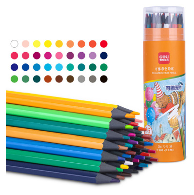 Карандаш цв. Deli 7073-36 пластик ассорти туба пл. (36шт) ластик