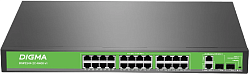 Коммутатор Digma DSP224F-2C-R400 DSP224F-2C-R400 V1 (L2) 24x100Мбит/с 2xКомбо(1000BASE-T/SFP) 24PoE 24PoE+ 400W неуправляемый