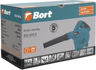 Воздуходувка Bort BSS-900-R 900Вт пит.:от сети синий