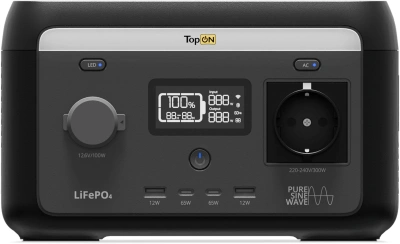 Электростанция портативная TopON Home TOP-H300 64000mAh 8A QC3.0/PD3.0 4xUSB черный/серый (103760)