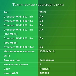 Сетевой адаптер Wi-Fi Digma DWA-AC1300C AC1300 USB 3.0 (ант.внутр.) 1ант.
