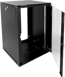 Шкаф коммутационный ЦМО ШРН-Эконом (ШРН-Э-18.650-9005) настенный 18U 600x650мм пер.дв.стекл 65кг черный 600мм 31.86кг 180град. 930мм IP20 сталь