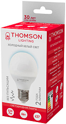 Лампа светодиодная Thomson TH-B2318 6Вт цок.:E27 шар 220B св.свеч.бел.хол. Globe (упак.:1шт)