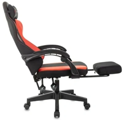 Кресло игровое Zombie Weaver черный/красный ткань/эко.кожа с подголов. крестов. пластик подст.для ног пластик черный