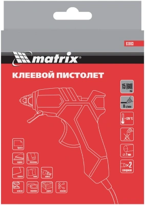 Клеевой пистолет Matrix 93003 60Вт 8гр/мин стерж.:7мм