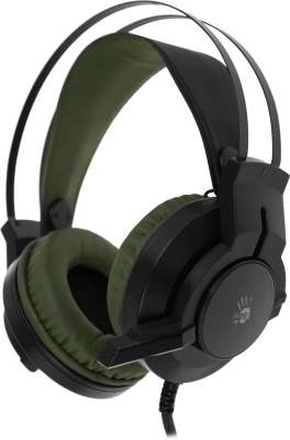 Наушники с микрофоном A4Tech Bloody J450 черный/зеленый 1.8м мониторные оголовье (J450)