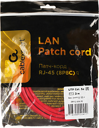 Патч-корд Premier PP12-3M/R 1000Гбит/с UTP 4 пары cat.5E CCA molded 3м красный RJ-45 (m)-RJ-45 (m)