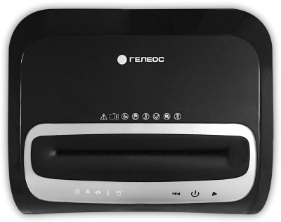 Шредер Heleos УМ35-5 черный/серебристый (секр.P-5) фрагменты 23лист. 35лтр. скрепки скобы пл.карты CD