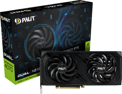 Видеокарта Palit PCI-E 4.0 RTX4070 DUAL NVIDIA GeForce RTX 4070 12Gb 192bit GDDR6X 1920/21000 HDMIx1 DPx3 HDCP Ret