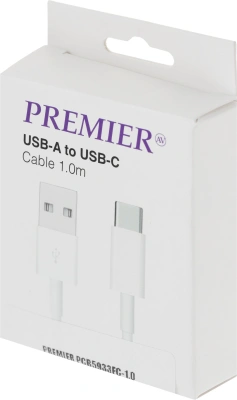 Кабель Premier 20W1M/A-C USB (m)-USB Type-C (m) 1м белый