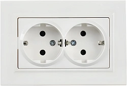 Розетка силов. IEK Brite РСш12-3-БрБ BR-R24-16-K01-F 2розет. двойн. скрыт. зазем. штор. IP20 белый (упак.:1шт)