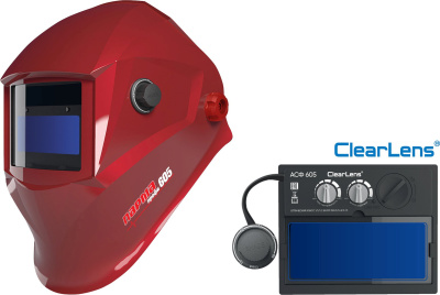 Маска сварщика Парма Профи-605 филь.:хамел. см.экр.96х39мм красный (02.007.00029)