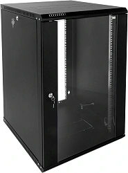 Шкаф коммутационный ЦМО (ШРН-Э-18.350-9005) настенный 18U 600x350мм пер.дв.стекл 85кг черный 300мм 22.14кг 180град. 878мм IP20 сталь