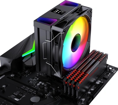 Устройство охлаждения(кулер) Bloody BD-AC220-ARGB1 ARGB Soc-AM5/AM4/1200/1700/1851 черный 4-pin 14-26dB Al+Cu LCD 220W 596gr Ret (BD-AC220-ARGB1-BK)