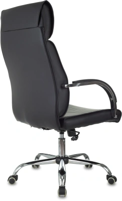 Кресло руководителя Бюрократ T-8010SL черный эко.кожа крестов. металл хром