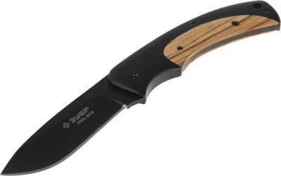 Нож Зубр Премиум Хантер (47740) стальной лезв.90мм черный/коричневый