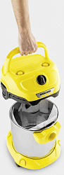 Строительный пылесос Karcher WD 2 Plus S V-15/4/18 1000Вт (уборка: сухая/влажная/выдув/сбор воды) желтый