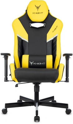 Кресло игровое Knight Thunder 5X черный/желтый эко.кожа крестов. металл