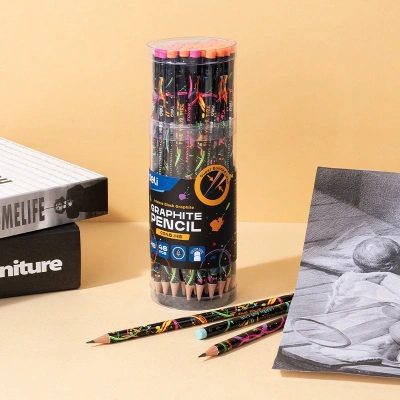 Карандаш ч/г Deli EC045-HB 2.2мм HB кругл. липа ассорти Ennovation texture ластик