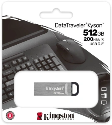 Флеш Диск Kingston 512GB DataTraveler Kyson DTKN/512GB USB3.2 серебристый/черный