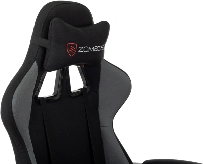 Кресло игровое Zombie Shadow черный/серый с подголов. крестов. пластик подст.для ног пластик черный