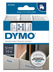 Картридж ленточный Dymo D1 S0720540 синий на белом 12x7 белый/синий для Dymo