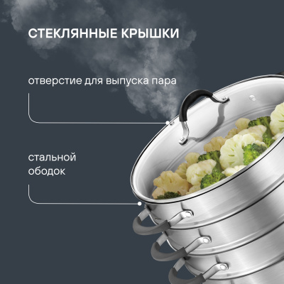 Кастрюля-пароварка Rondell RDS-1815 30.4л. d=32см (с крышкой) стальной
