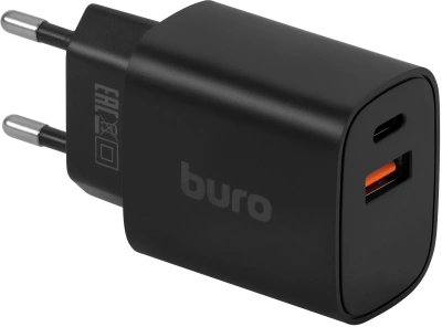 Сетевое зар./устр. Buro BUWD1 20W 3A (PD+QC) USB-C/USB-A универсальное черный (BUWD18P110BK)