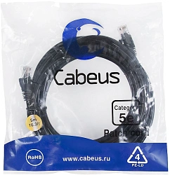Патч-корд Cabeus PC-UTP-RJ45-CAT.5E-5M-BK-LSZH U/UTP RJ-45 вил.-вилка RJ-45 кат.5E 5м черный LSZH