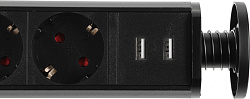 Сетевой разветвитель Premier 3R USB 1.8м (3 розетки) черный (коробка)