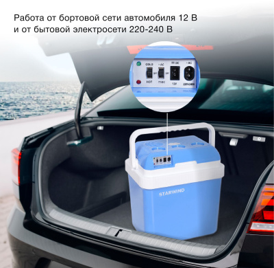 Автохолодильник Starwind CB-112 24л 48Вт голубой/белый