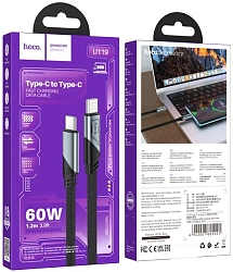 Кабель Hoco U119 Machine 60W charging data cable Type-C to Ty 05021 USB Type-C (m)-USB Type-C (m) 1.2м черный плоский
