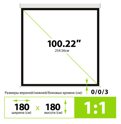 Экран Cactus 180x180см Wallscreen CS-PSW-180x180 1:1 настенно-потолочный рулонный белый