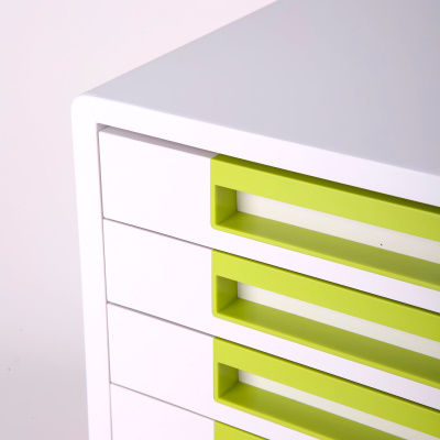 Бокс для документов Deli EZ01053 Rio 5 выдвижных ящиков 277х344х259мм белый/зеленый пластик