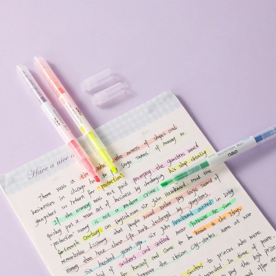 Набор текстовыделителей Deli EU736 скошенный пиш. наконечник двухсторонний 6цв. ассорти ПЭТ-бокс