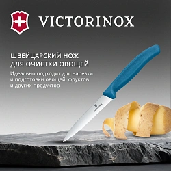 Нож кухонный Victorinox Swiss Classic (6.7732.C1) для чистки овощей и фруктов лезв.100мм серрейт. заточка синий