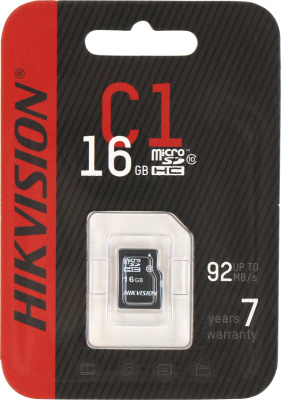 Флеш карта microSDHC 16GB Hikvision HS-TF-C1(STD)/16G/ZAZ01X00/OD w/o adapter