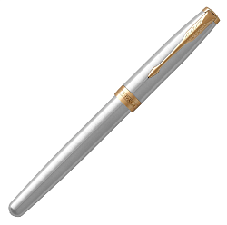 Ручка перьев. Parker Sonnet Core F527 (1931504) Stainless Steel GT F сталь нержавеющая подар.кор.