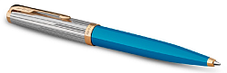 Ручка шариков. Parker 51 Premium (2169080) Turquoise GT M черн. черн. подар.кор.